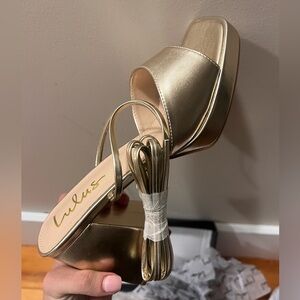 Lulu’s gold wrap up heels, never worn with the box size 9 women’s